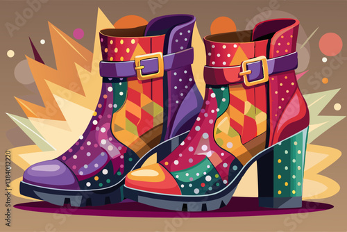 vector of High women's boots on an isolated background.