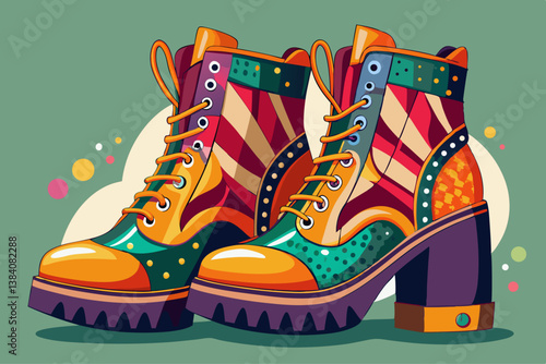 vector of High women's boots on an isolated background.
