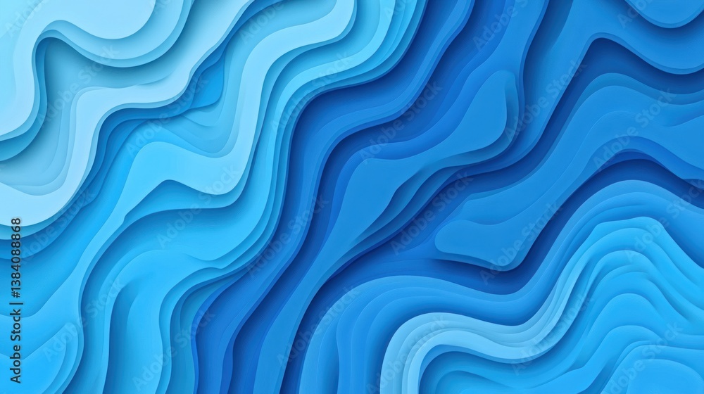 Abstract blue wavy layered papercut background. Abstract blue wavy layered papercut background.
