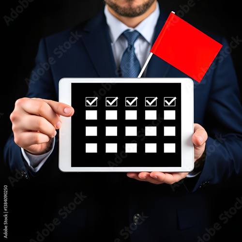 Person holding a tablet with checkmarks
