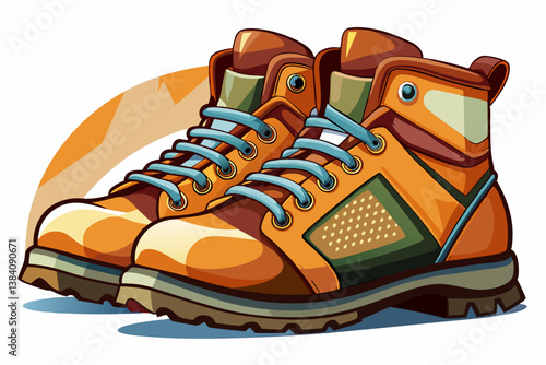 vector of Hiking boots isolated on white