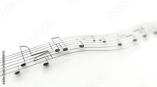Wavy musical notes on a white background.