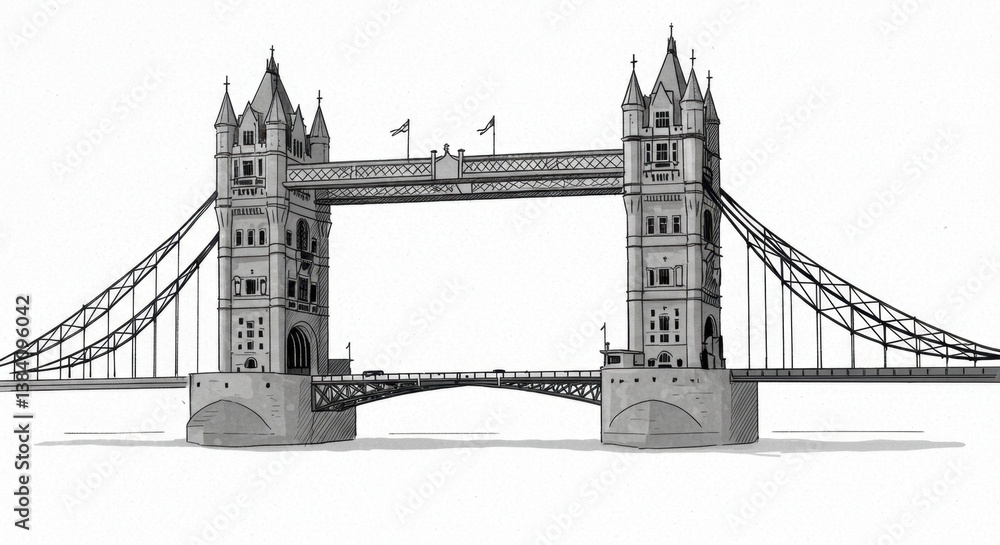 Obraz premium Minimalist Sketch of Tower Bridge