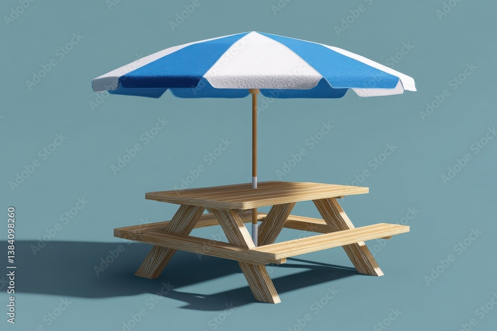 Wooden Picnic Table With Geometric Umbrella For Modern Outdoor Furniture Wooden Picnic Table With Geometric Umbrella For Modern Outdoor Furniture