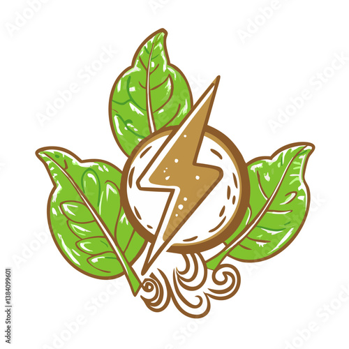 Energy saver icon with leaves, eco-friendly concept