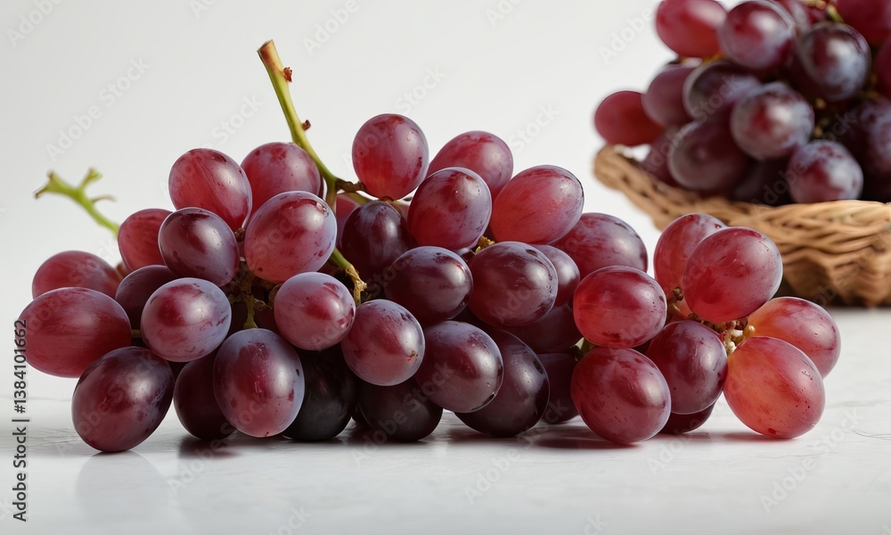 Obraz premium Crimson Delight: Close-Up of Fresh Red Grapes with natural textures details