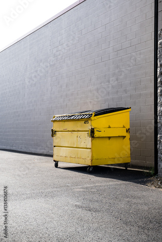 yellow dumpster storage wall