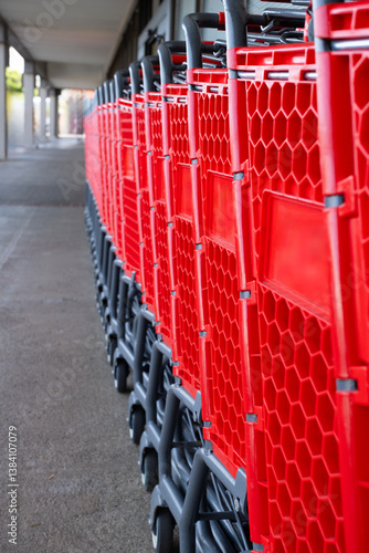 rows of red shopping carts