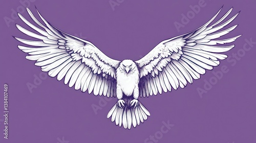 Obraz na płótnie Majestic eagle soaring, purple background, wildlife art, tattoo design w salonie
