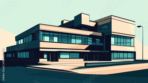 Obraz na płótnie Modern office building, sunny day, city background, architectural design w salonie
