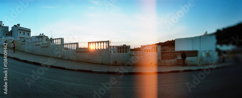 Panoramic view of the road to Moulay Idriss, Morocco.