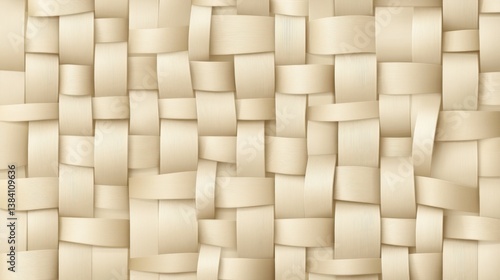 Obraz na płótnie Beige woven wood texture background, design w salonie