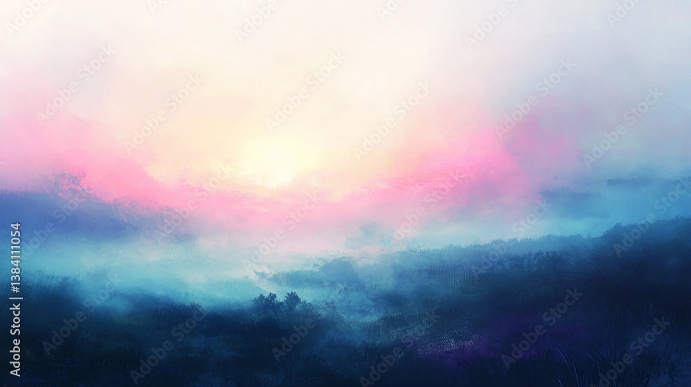 Fototapeta premium Misty Sunrise Over Hills