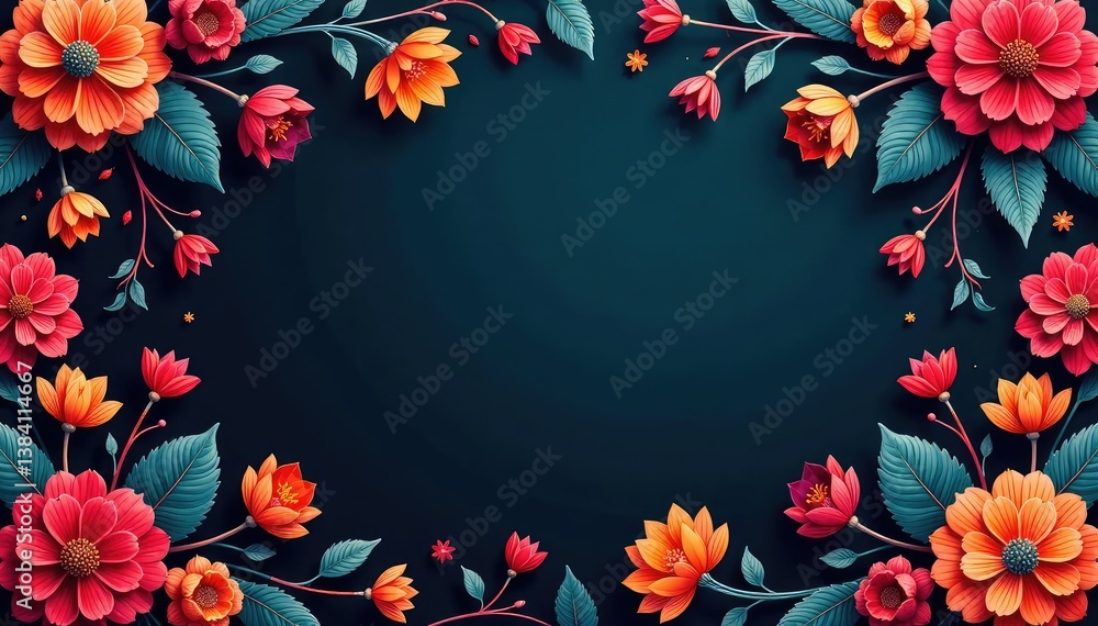 Intricate floral motif seamlessly repeats on dark background , graphics, botanical, paisley Intricate floral motif seamlessly repeats on dark background , graphics, botanical, paisley