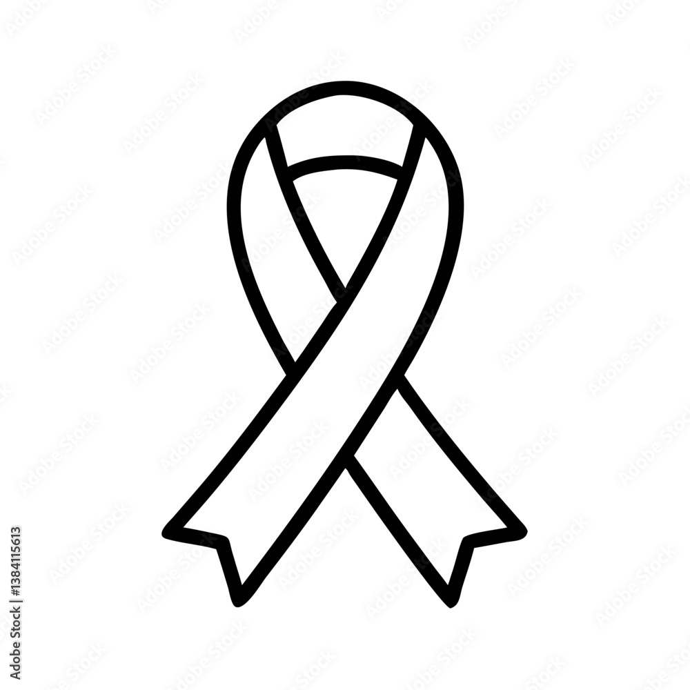 Simple line icon of awareness ribbon, universal symbol for support, remembrance, advocacy or health causes, perfect for campaigns, charity or solidarity visuals Simple line icon of awareness ribbon, universal symbol for support, remembrance, advocacy or health causes, perfect for campaigns, charity or solidarity visuals