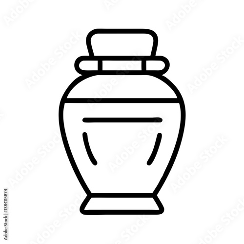 Simple line icon of cremation urn with lid, symbol of remembrance, loss and memorial service, perfect for funeral, obituary or sympathy design use
