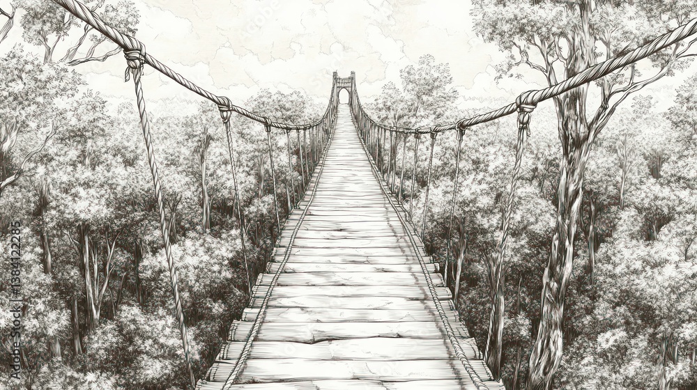 Obraz premium Jungle rope bridge