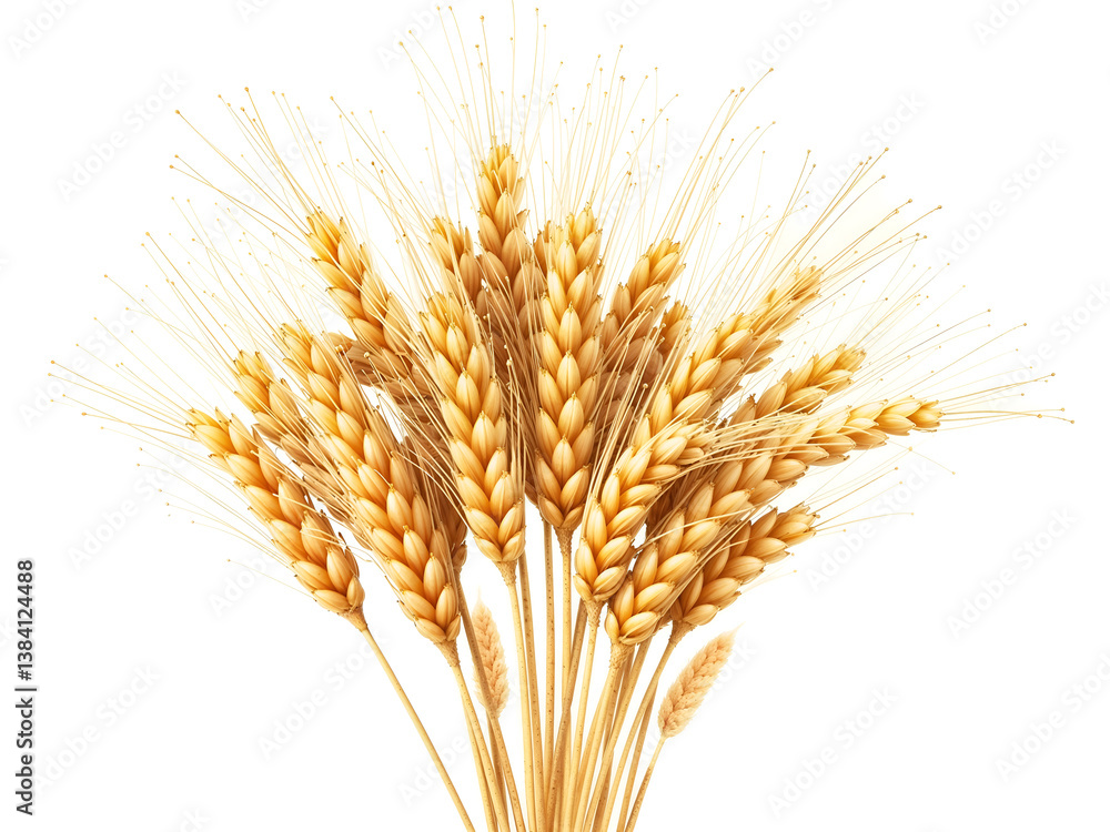 Fototapeta premium Multiple golden wheat stalks, representing natural farming and organic cereal crops. Generative AI