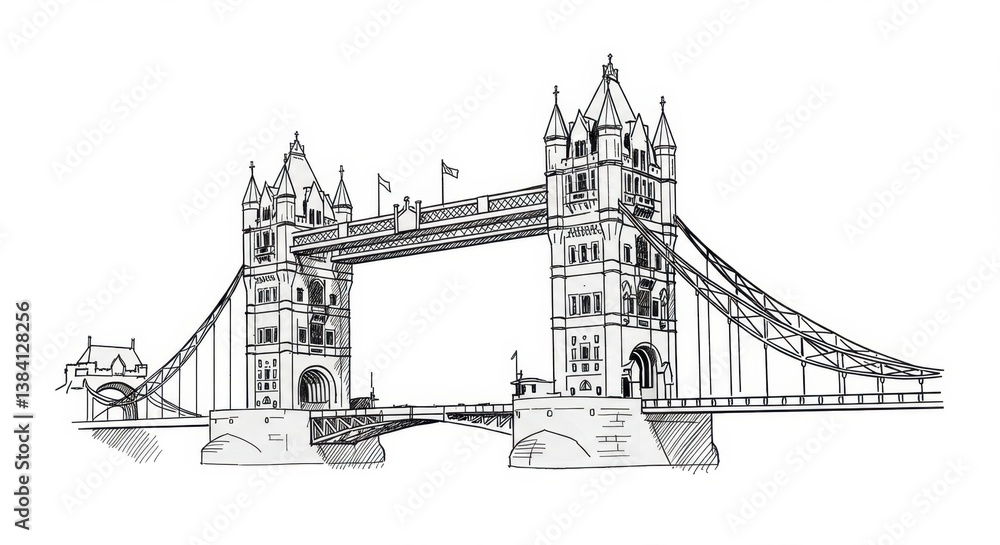 Obraz premium Tower Bridge Outline Sketch