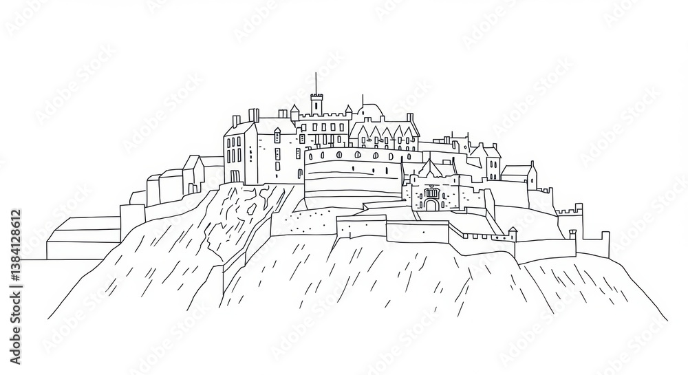 Fototapeta premium Edinburgh Castle Outline Drawing