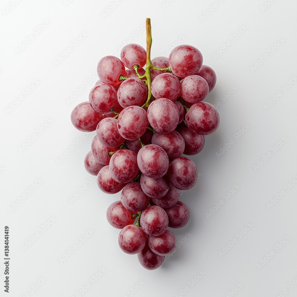 Overhead Close Up of Fresh Red Grapes on White Background Overhead Close Up of Fresh Red Grapes on White Background