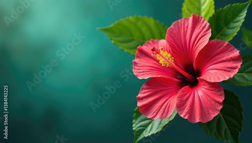 Wallpaper Mural Bold blooming hibiscus, tropical vibe, vibrant colors, green, summer Torontodigital.ca