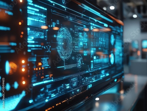 A closeup of a multimodal interaction system in a futuristic lab, Multimodal Interaction, Advanced and interactive