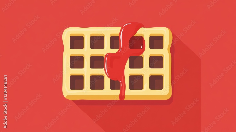 Delicious Waffle with Red Sauce A Vibrant and Appetizing Illustration for Food and Beverage Co Delicious Waffle with Red Sauce A Vibrant and Appetizing Illustration for Food and Beverage Co