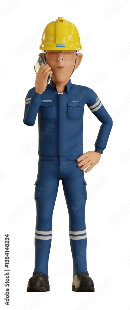 Isolate industrial operator is on the phone Isolate industrial operator is on the phone