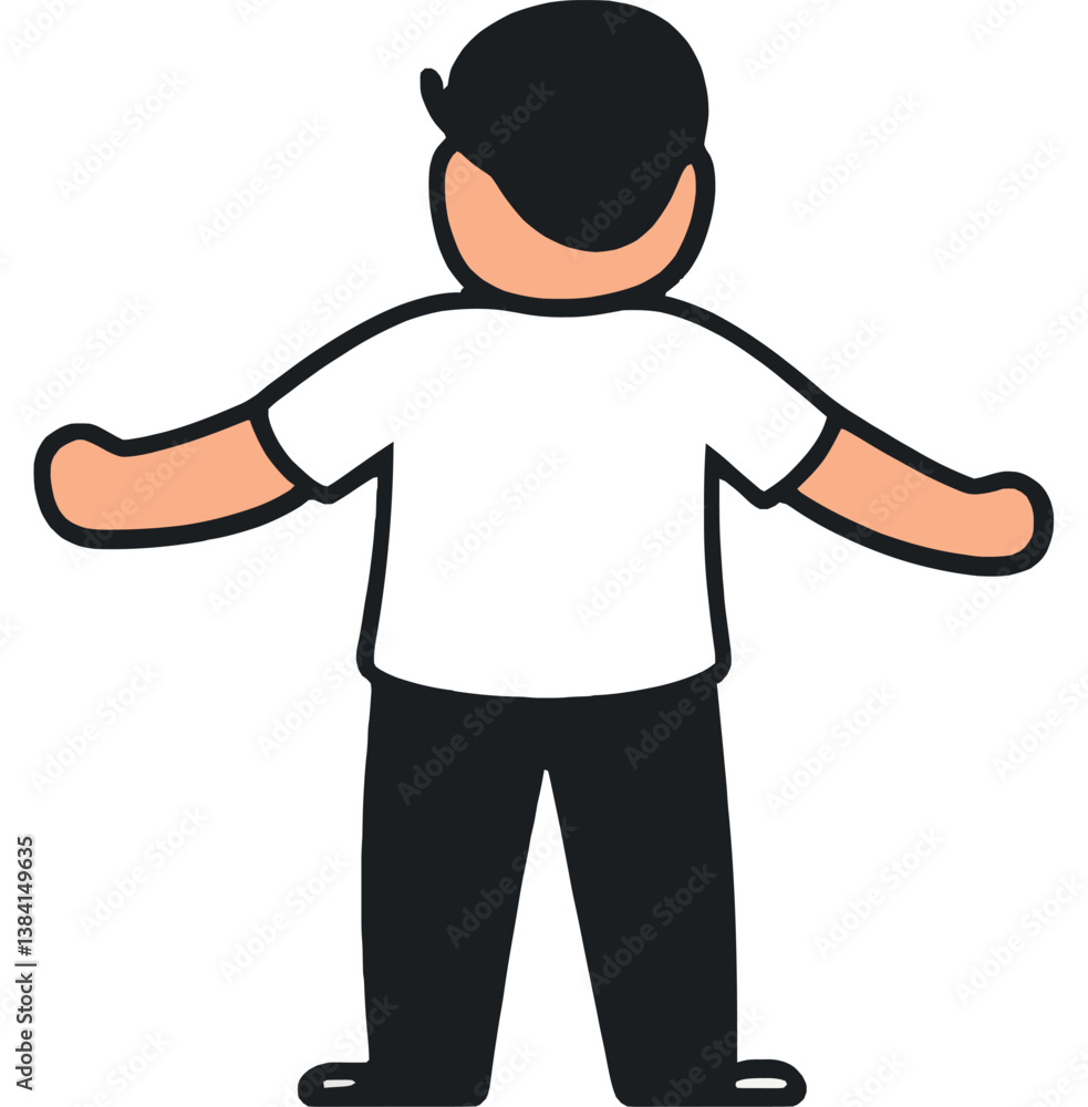 Person Standing with Arms Open in Casual Outfit Person Standing with Arms Open in Casual Outfit