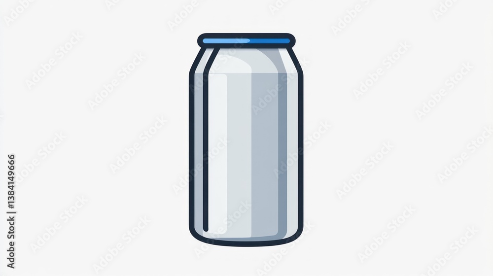 Minimalist Illustration of a Metallic Can with Blue Rim for Design and Marketing Purposes Minimalist Illustration of a Metallic Can with Blue Rim for Design and Marketing Purposes