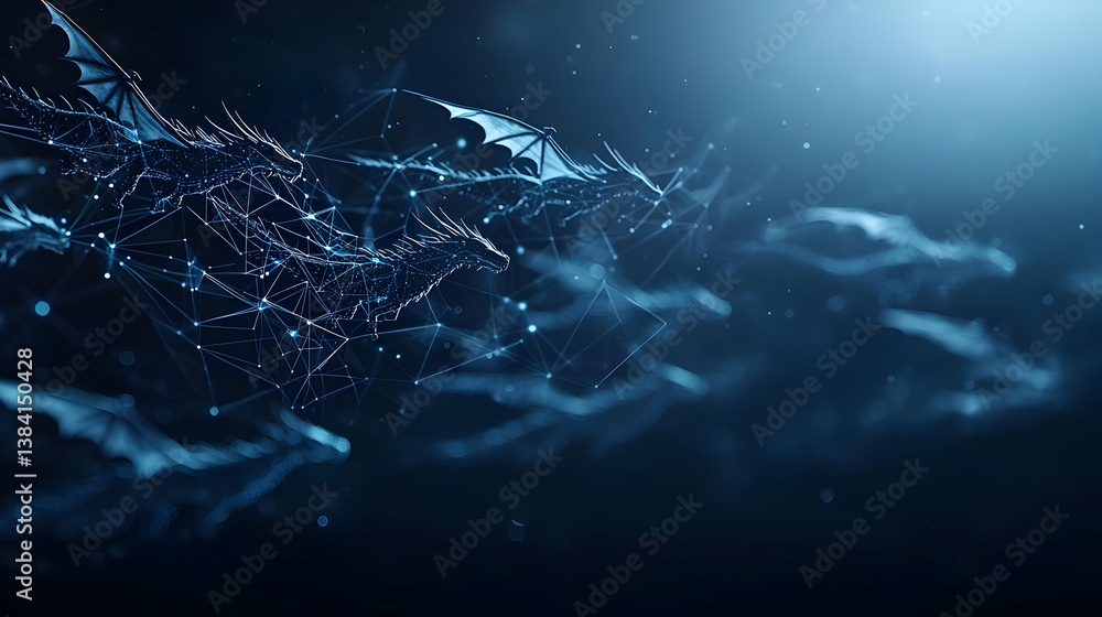 Abstract Digital Network Background In Dark Blue Tones Abstract Digital Network Background In Dark Blue Tones
