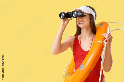 Young female lifeguard in h...
