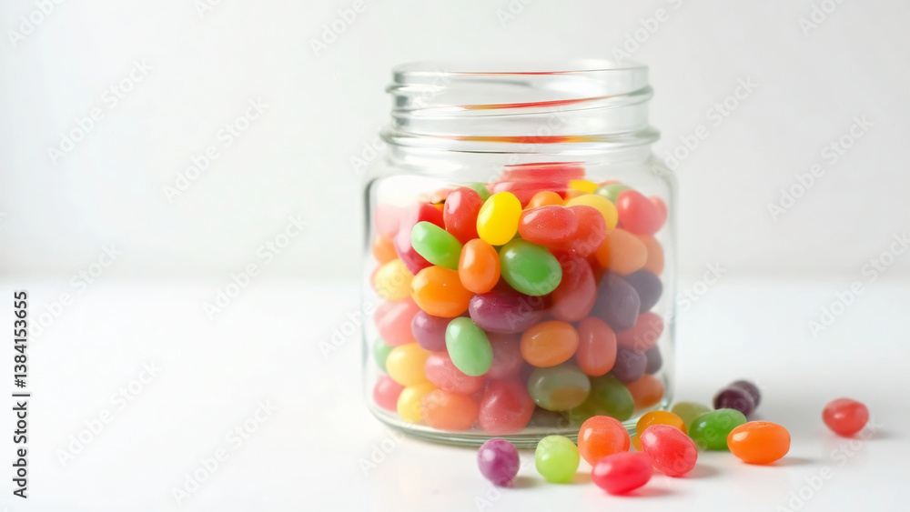 Colorful Jelly Beans in Glass Jar Colorful Jelly Beans in Glass Jar