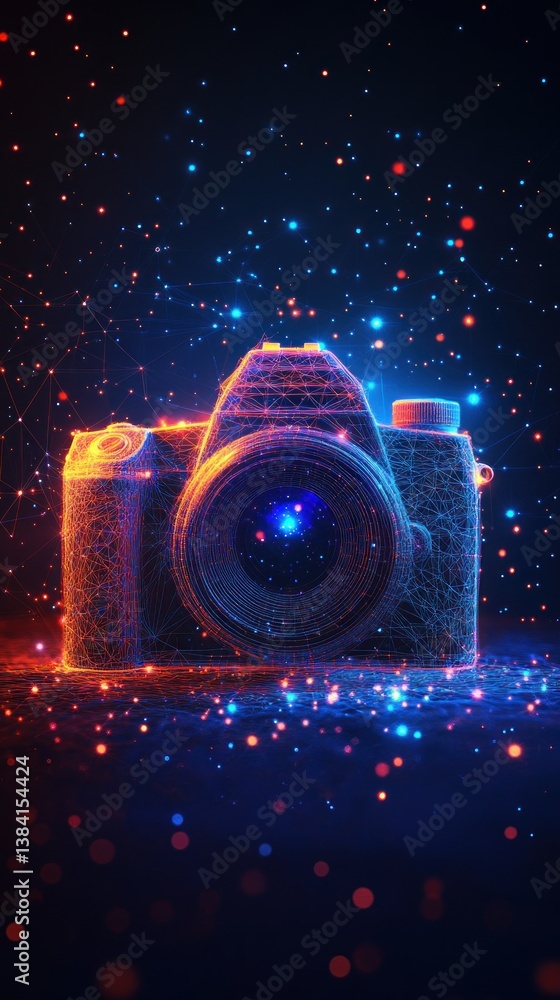 Abstract digital camera in starry night background Abstract digital camera in starry night background