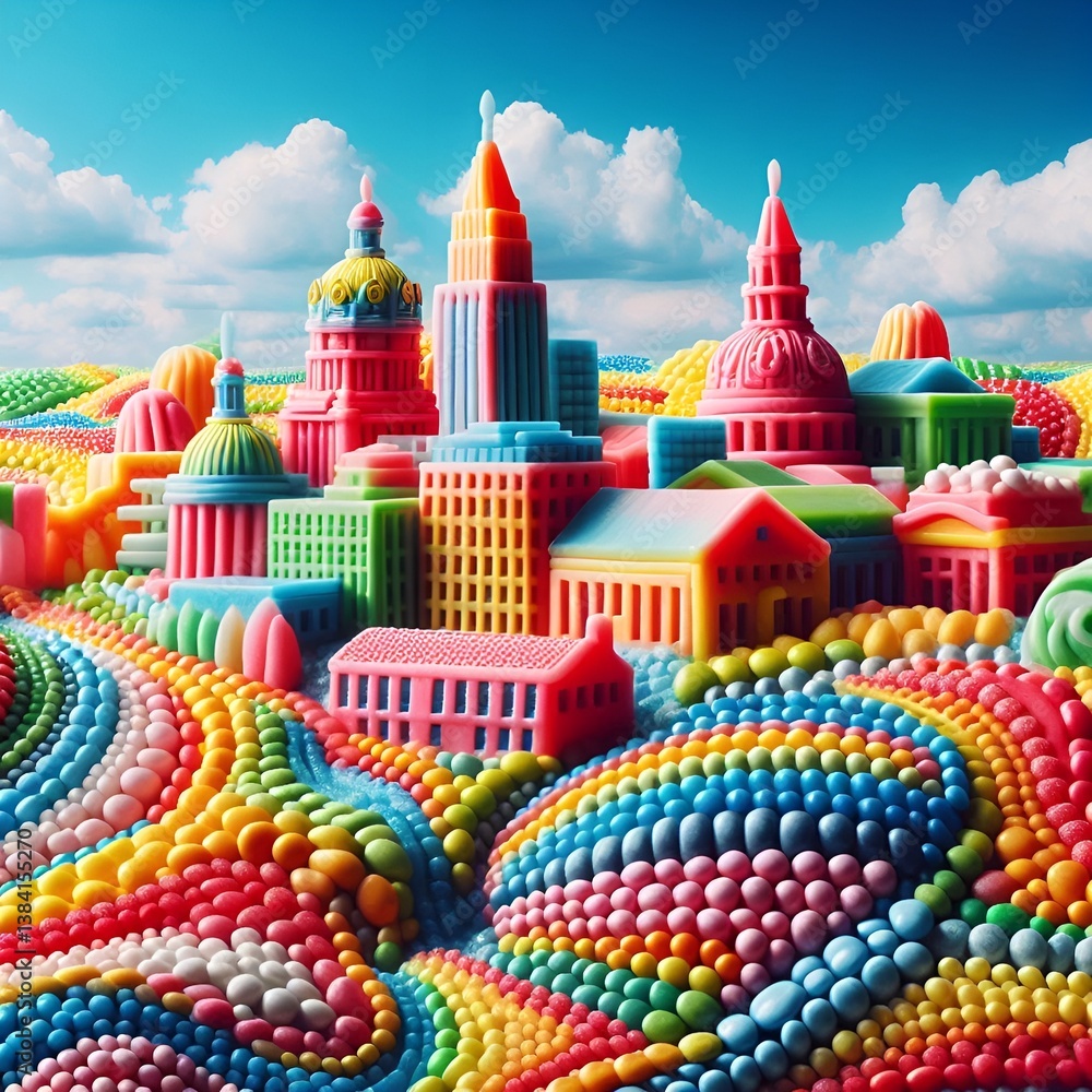 Obraz premium Bubblegum Candy Portrait State of Iowa USA, Border, Road Map, Midwest America, Rural, Des Moines City Skyline, Outline, Horseshoe Bend State Park, Corn Field Our Liberties We Prize Rights We Maintain