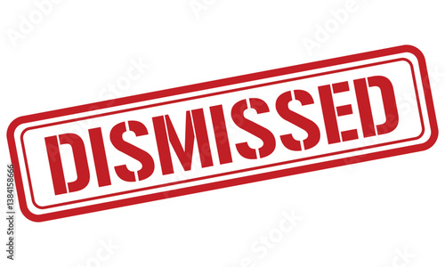 DISMISSED red stamp text vector, rubber stamp