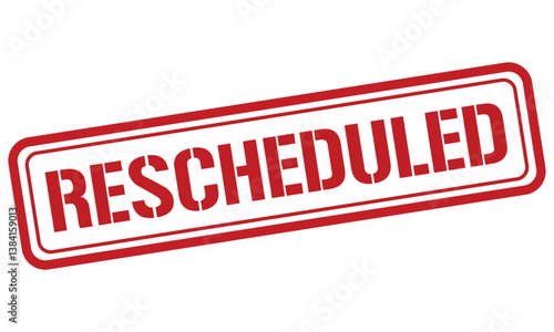 RESCHEDULED red stamp text vector, rubber stamp