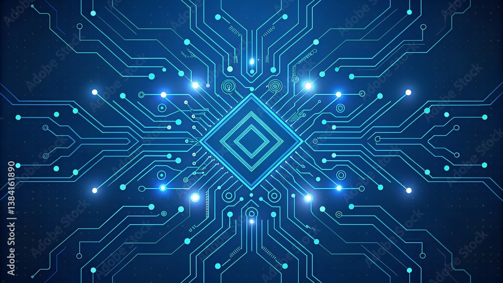 Futuristic Circuit Board with Glowing Connections Futuristic Circuit Board with Glowing Connections