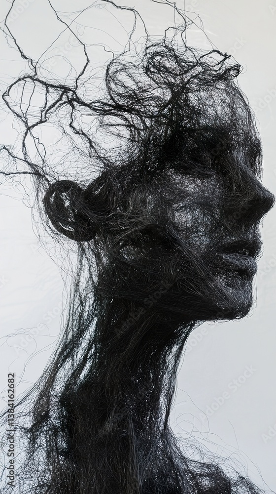 Fototapeta premium Intricate Wire Sculpture: A Study in Form and Emotion
