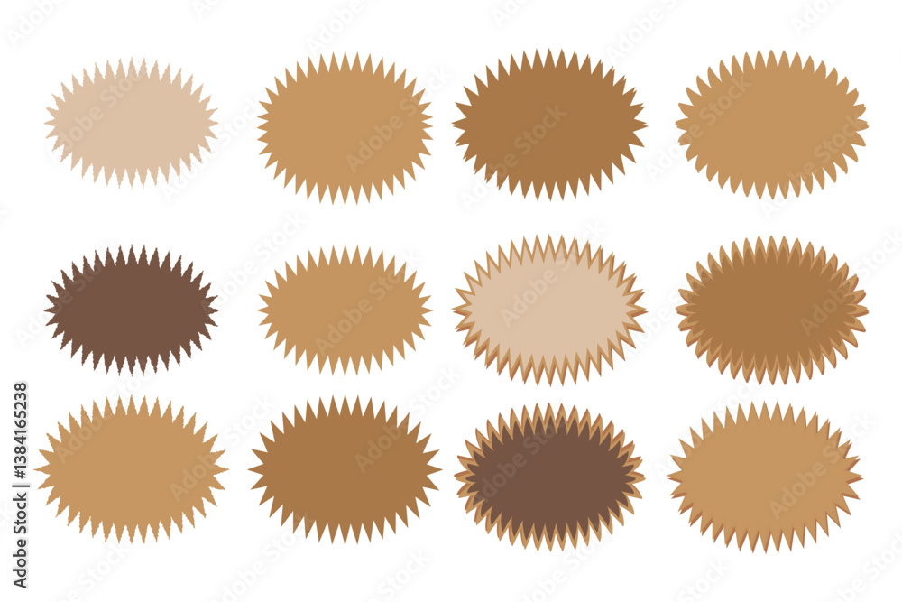 Fototapeta premium Vintage ellipse zigzag brown badge collection.