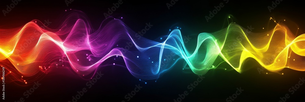 Abstract colorful waves on black background graphic design element illustration. Abstract colorful waves on black background graphic design element illustration.