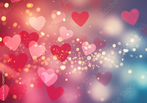 Abstract Heart Bokeh Background  Valentine's Day and Love Concept