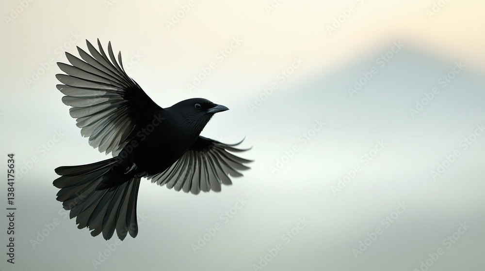 Obraz premium Majestic Blackbird in Flight: A Stunning Wildlife Capture