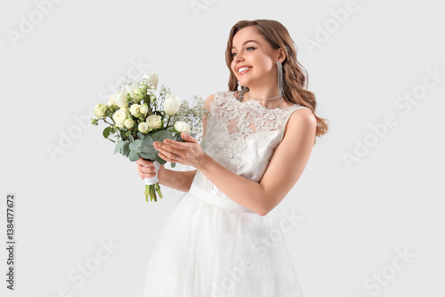 Beautiful bride in white we...