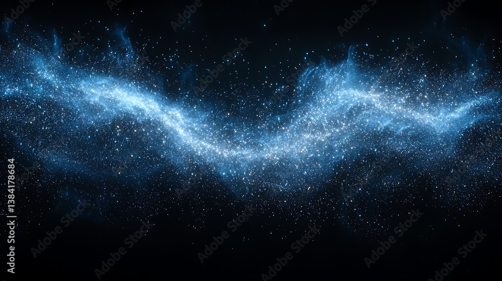 Fototapeta premium Blue Glowing Wave Particle Effect