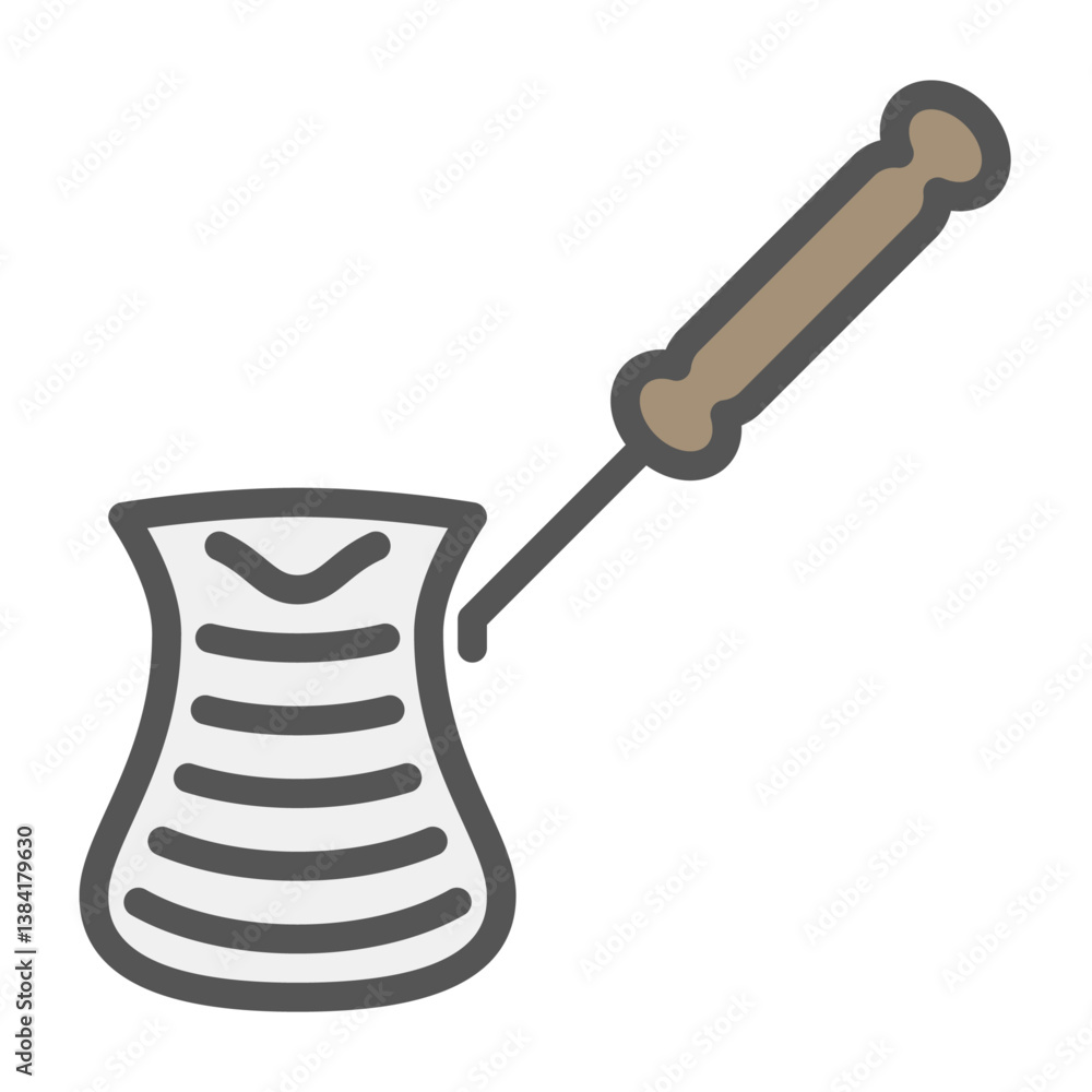 Turkish coffee filled outline icon. cezve color line illustration.
Turkish coffee filled outline icon. cezve color line illustration.