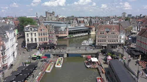 Aerial View of Ghent  Gent Old Town Belgium 