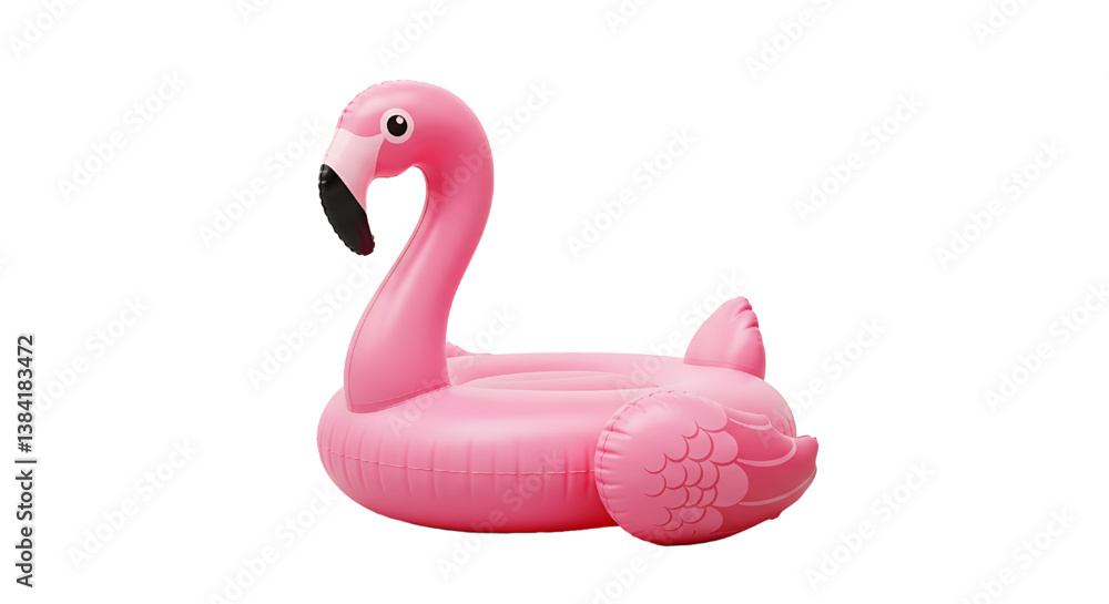 Pink pool inflatable flamingo for summer beach isolated on white background Pink pool inflatable flamingo for summer beach isolated on white background