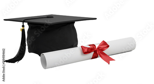 Wallpaper Mural graduation hat and diploma on white background  Torontodigital.ca
